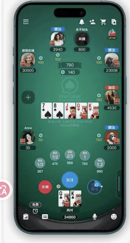 微扑克check-raise牌桌位置示意图